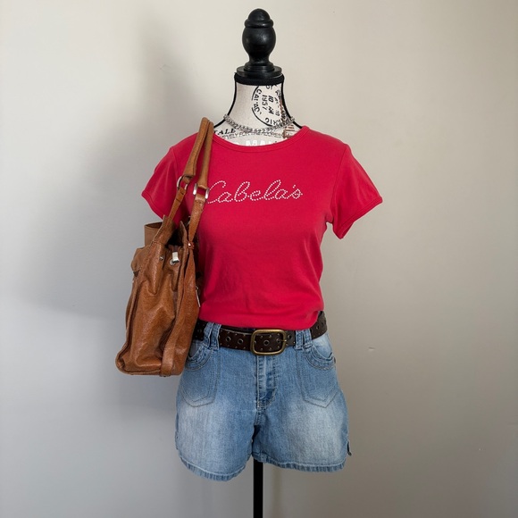 ✨2 FOR $25✨ Cabelas red ribbed studded y2k baby tee - Picture 3 of 11